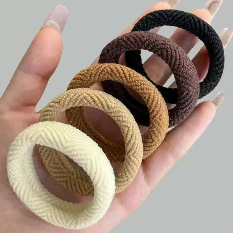 Eenvoudige, zeer elastische, naadloze haarband, verdikte rubberen band, haaraccessoire voor dames, duurzame hoge paardenstaart scrunchie. - afbeelding 1