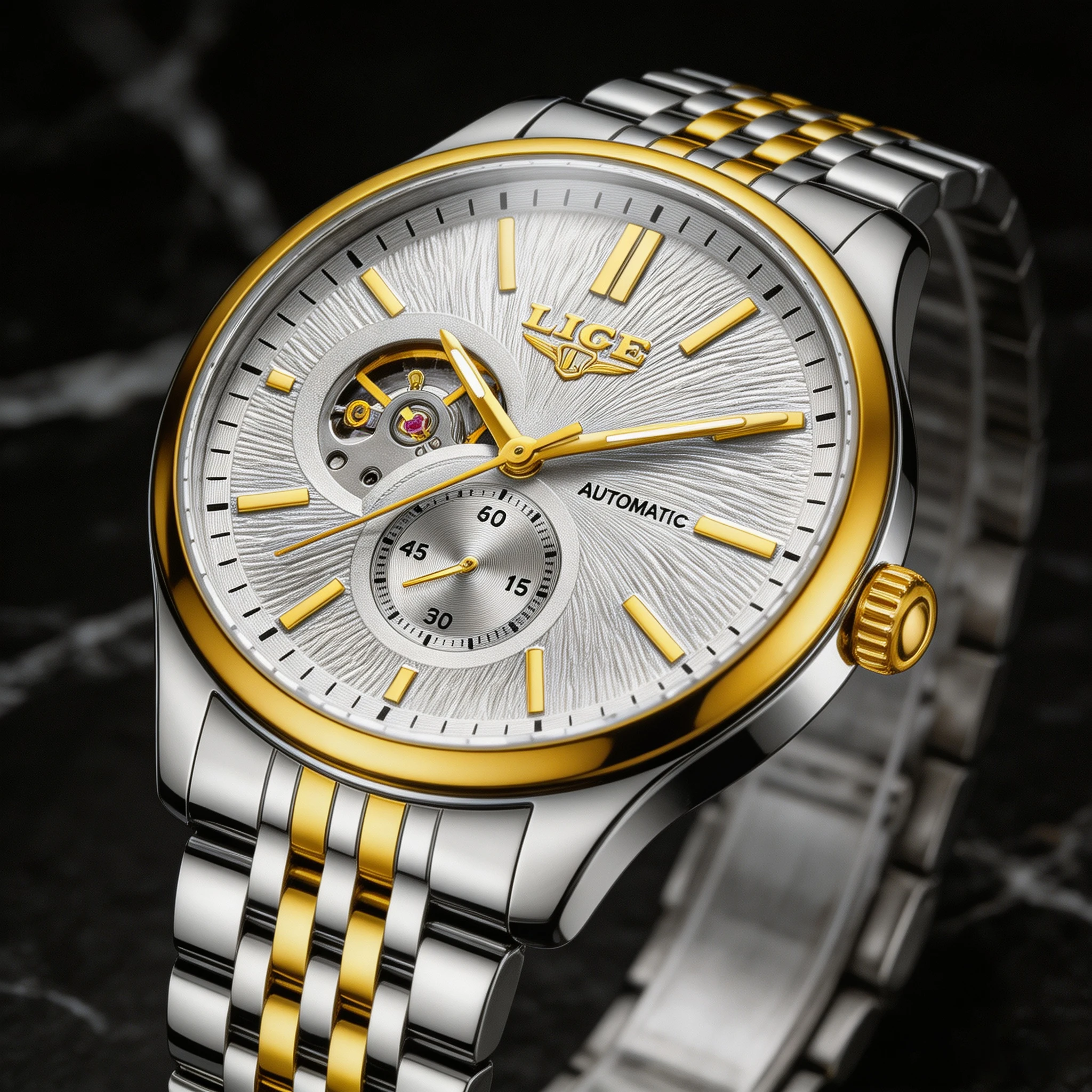 LIGE New Men Automatic Mechanical Watch Elegant Luxury Watches Waterproof Skeleton Business Wholesale Stainless Steel Gift Watch