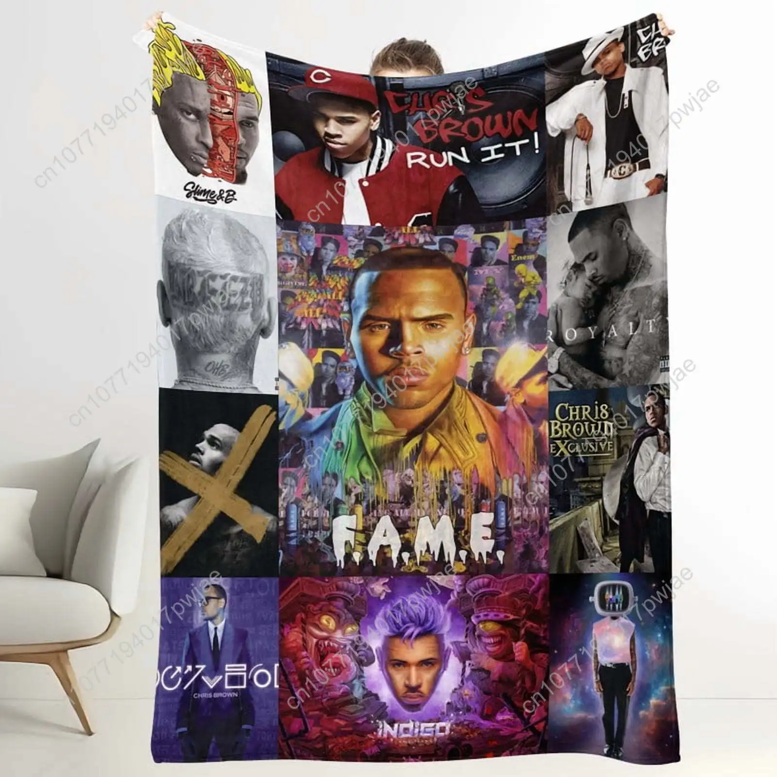 

Chris Brown Music Soft Flannel Throws Blankets Lightweight for Couch Bed Living Room Bedroom Car Custom blankets