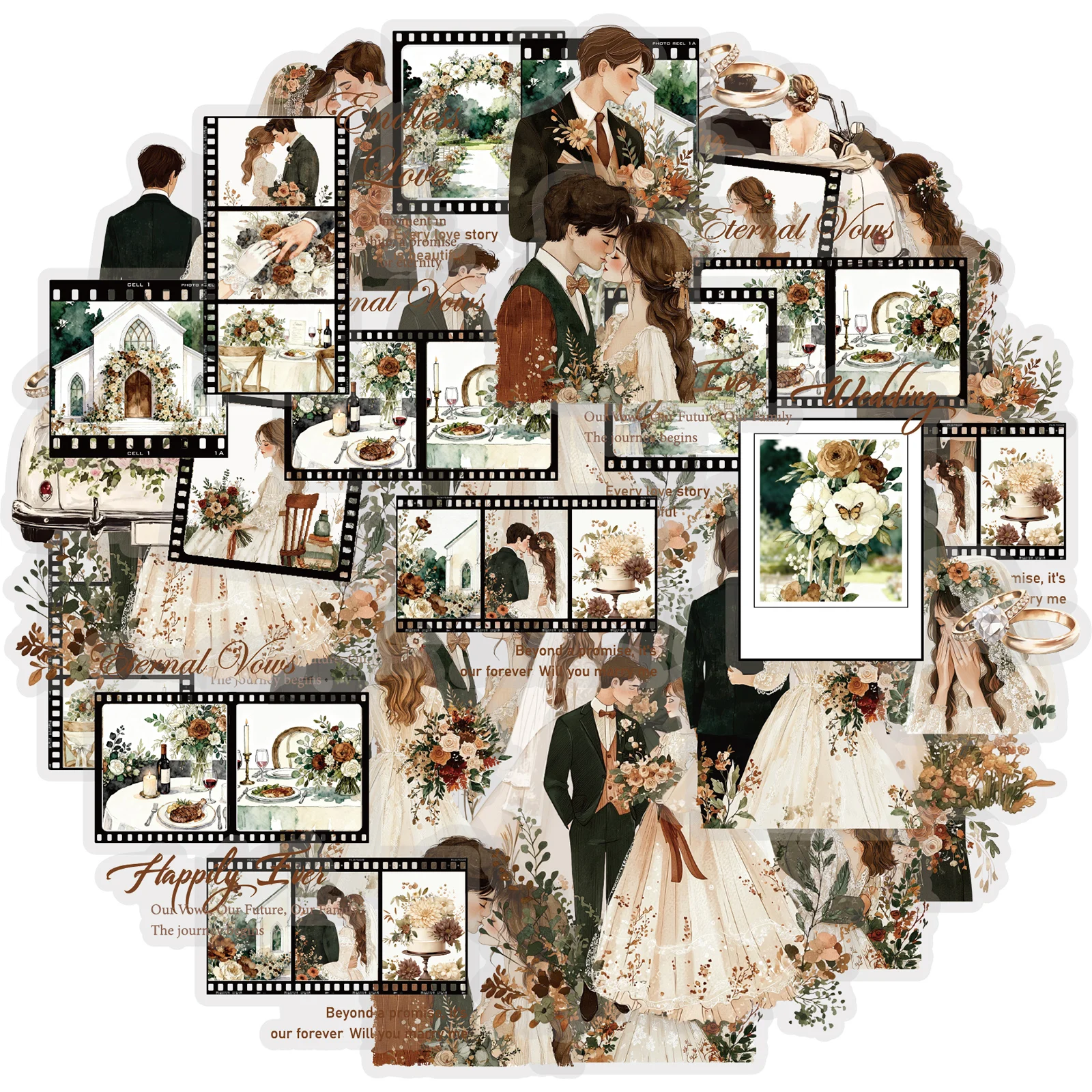 Etori Life Love for a Lifetime Adesivos temáticos de casamento 15 peças Material de casal para sempre Laptop, adesivos de telefone, mala, álbum de fotos, decoração de quarto, materiais de scrapbook feitos à mão, embalagem de caixa de presente, decoração de dia dos namorados, adesivos de brinquedo