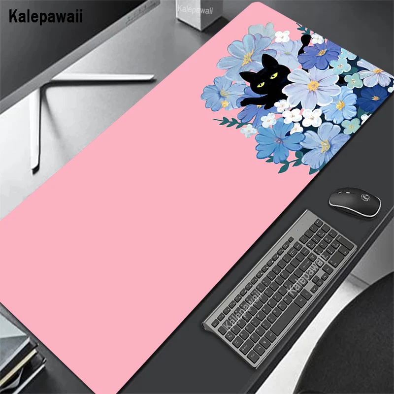 

Large Game Mousepad Flower Pink Cat Gamer Mouse Pad XXL 900x400mm Gaming Speed Keyboard Pads Rubber Desk Mat