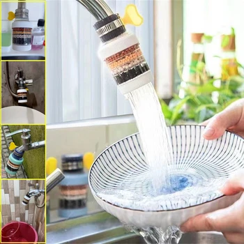 6 Lagen Universele Kraan Spatwaterdichte Filter Douche Keuken Tuin Irrigatie Roterende Afneembare Waterzuiveraar Filtratiekop