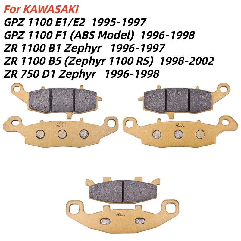 

Motorcycle Front Rear Brake Pads Kit For GPZ1100 E1 E2 F1 1995-1998 ZR1100 B1 B5 Zephyr ZR750 D1 Zephyr GPZ 1100 ZR 1100 ZR 750