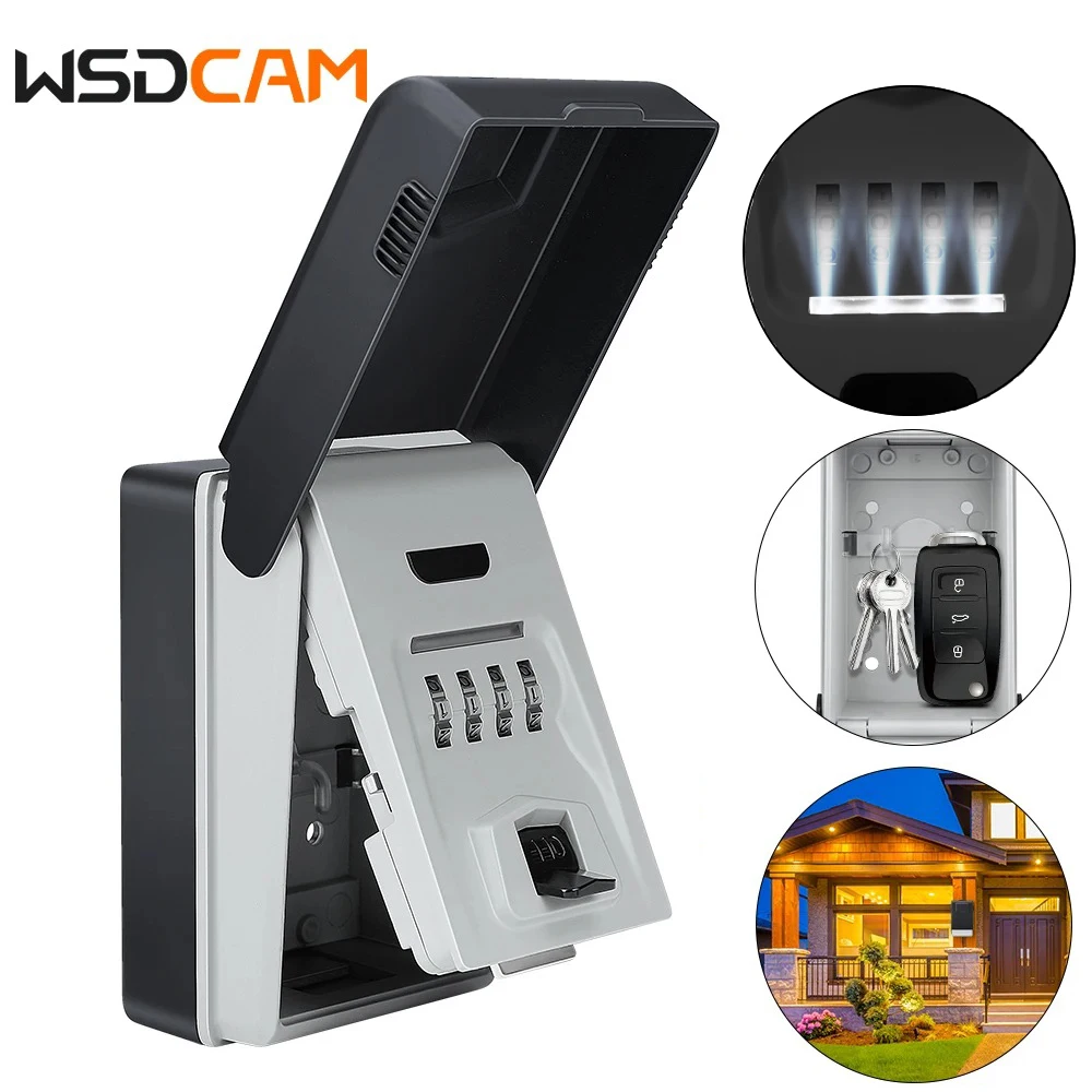 wsdcam wall mounted key lock box cofre de seguranca de grande capacidade combinacao de digitos cofre ao ar livre com luz led 01