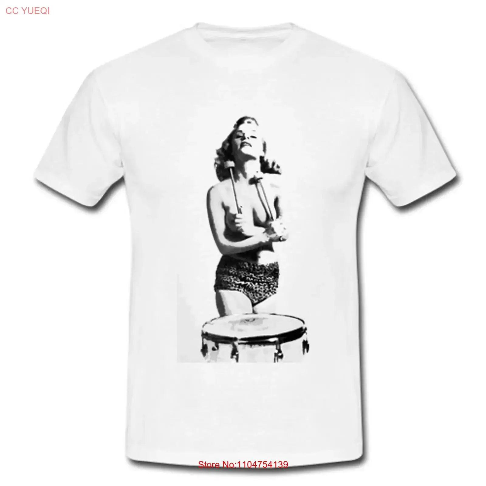 Mens Cotton Retro T shirt Leopard Drums Bikini Beat Generation 60s Pinup Beatnik vintage Washed Comfortable Breathable Casual
