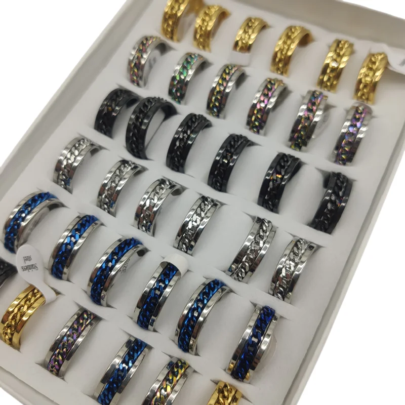 36pcs/Lot Wholesale Stainless Steel Rotatable Finger Rings For Men Rock Bar Decorate Fashion Party Beer Bottle Opener Ring Tools image 2