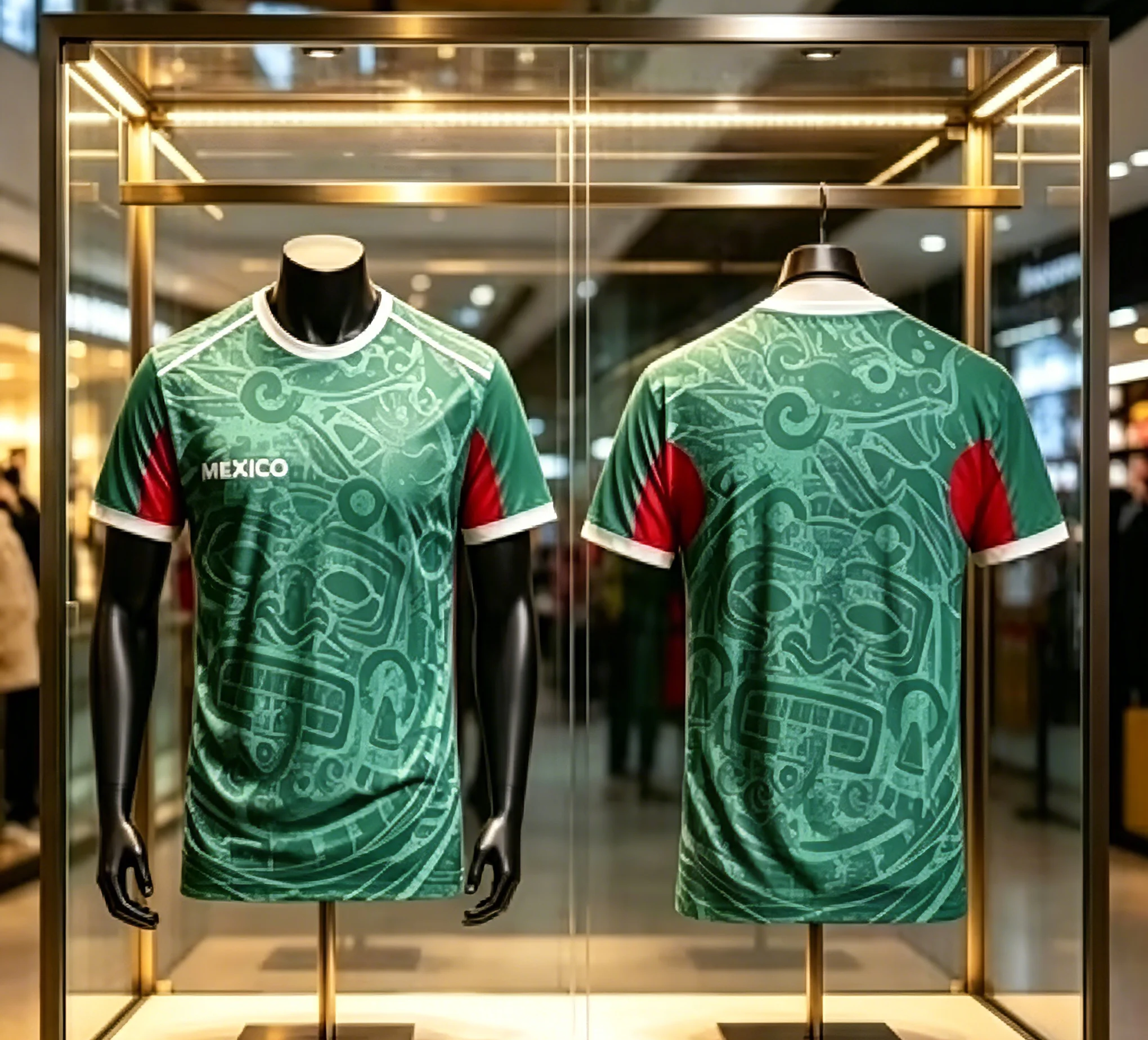Vintage Mexican Aztec Pattern Tee Unisex Green Patriotic Breathable Daily Short Sleeve Shirt