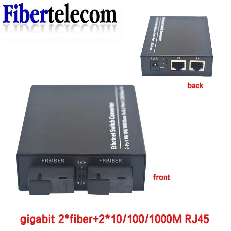 Media Converter Fiber Optic Switch 2 RJ45 UTP 2 SC Serat Optic Gigabit 10 / 100 / 1000M