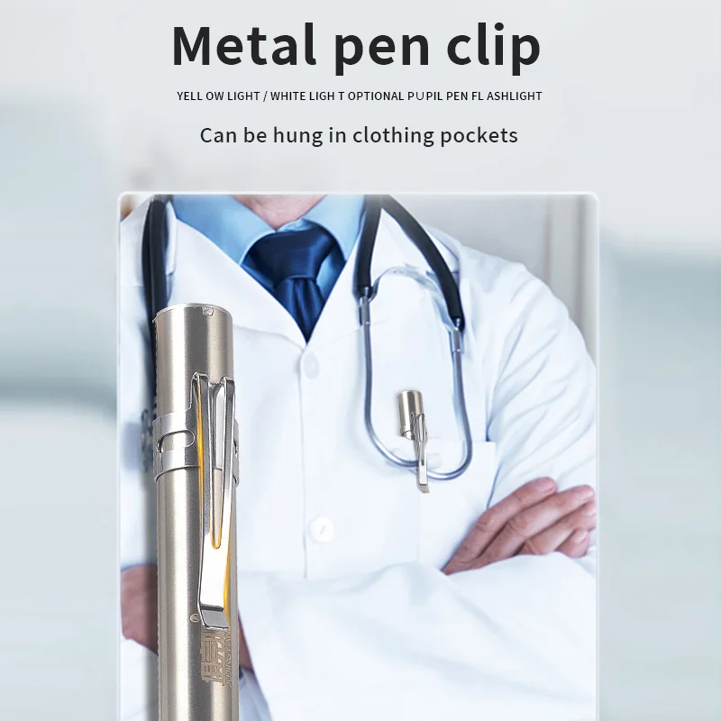 Usb Rechargeable Flashlight Mini Led Stainless Steel Strong Light Doctor Nurse Household Small Flashlight Pen-Shaped Oral Light