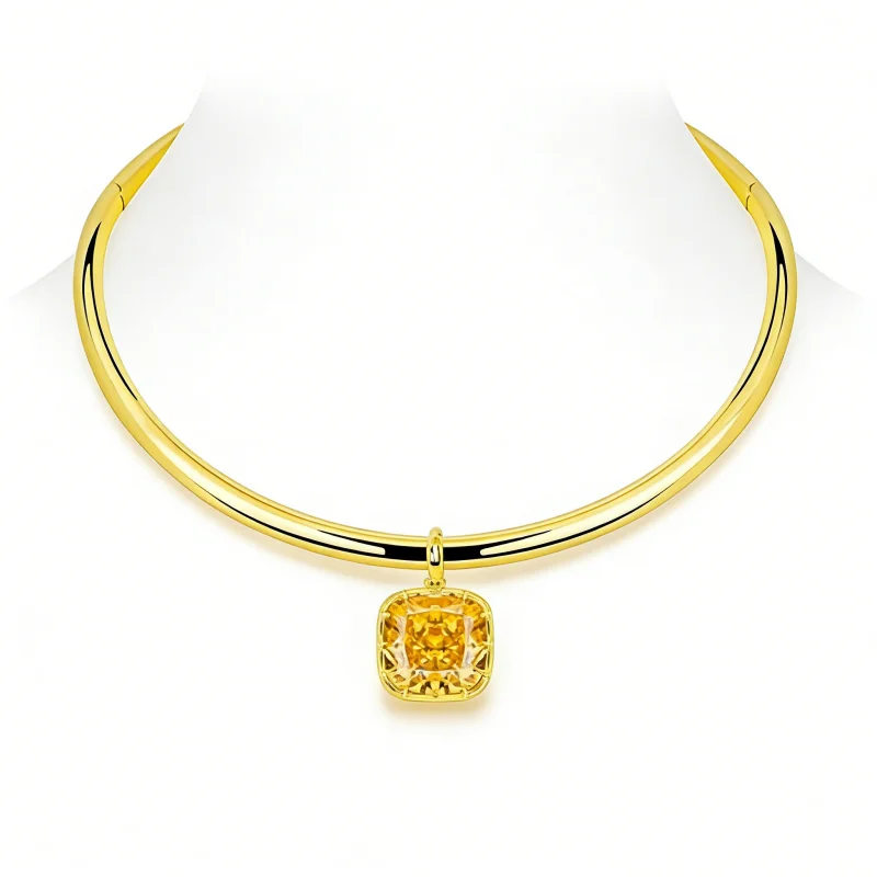 

Колье-чокер BELLUX с подвеской в виде ключицы, серебро 925 пробы, синтетический циркон, желтый квадратный камень, золотое простое круглое кольцо, легкое роскошное украшение