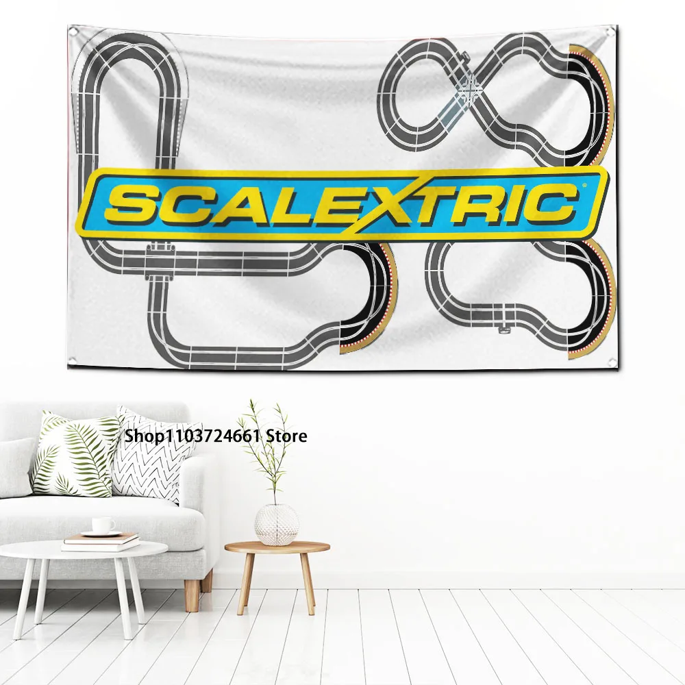 2024 Scalextrics Model Motor Racing Flag Polyester Digital Printing Banner for Garage Wall Art Out Door Decoration