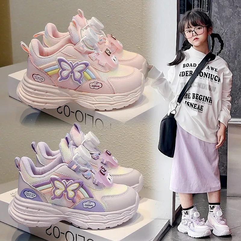 

Kuromi Anime Kawaii Sanrio Ins Fashion Lovely Soft Sports Shoes 2025 Spring Autumn Cute Children Mesh Running Sneakers Gifts