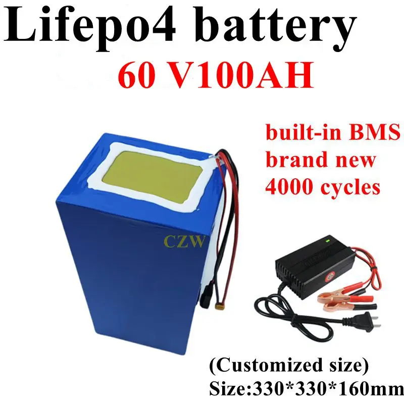 

Аккумулятор Lifepo4 60 В, 100 Ач с BMS, для скутера 6 кВт, 9 кВт, AGV, зарядка 10 А