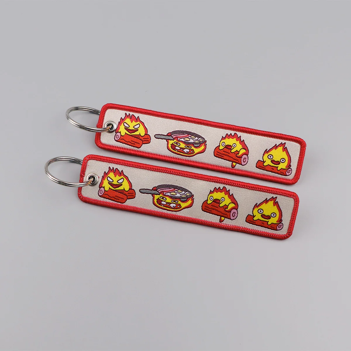 Anime Fire Embroidery Key Fobs Cute Key Tags Keychains for Motorcycles Cars Keyring Cosplay Accessories Bag Decoration Gifts view 6