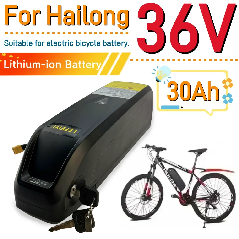 100% New 36V 30Ah For Hailong 1 and Type 2 Battery WithBMS ，For 350W 500W 750W 1000W motor Electric Mountain Bike