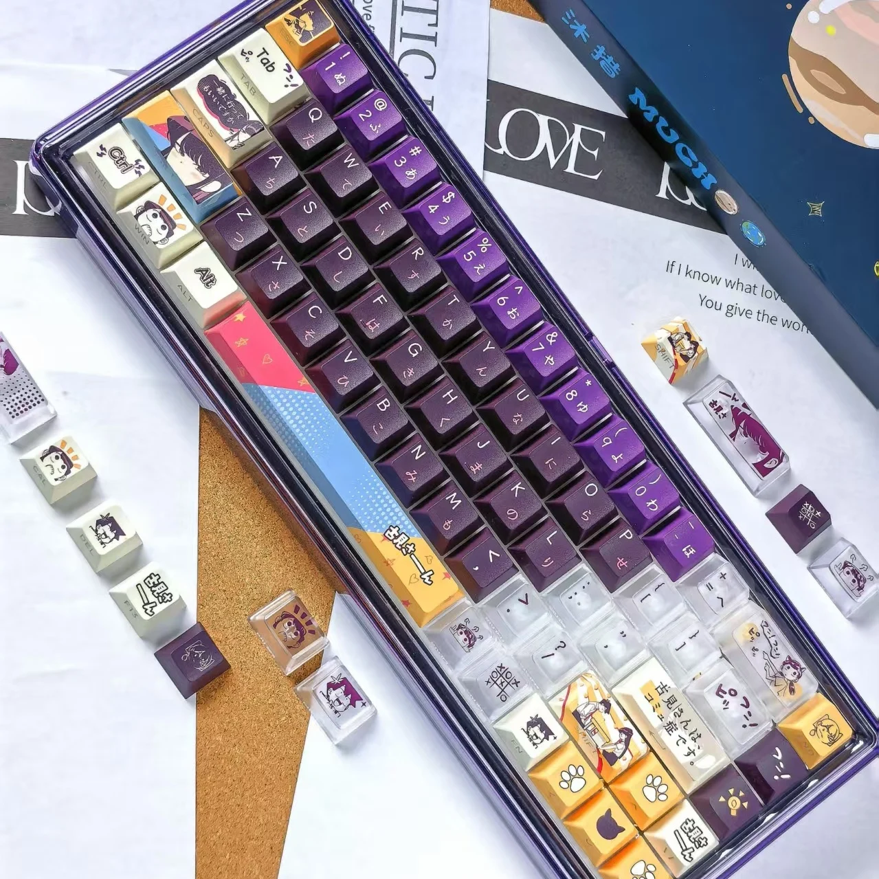 Komi Can't Communicate Theme Keycaps Set PBT PC Cherry Profile Custom Original Handmade Keycaps for Mechanical Keyboard Gift