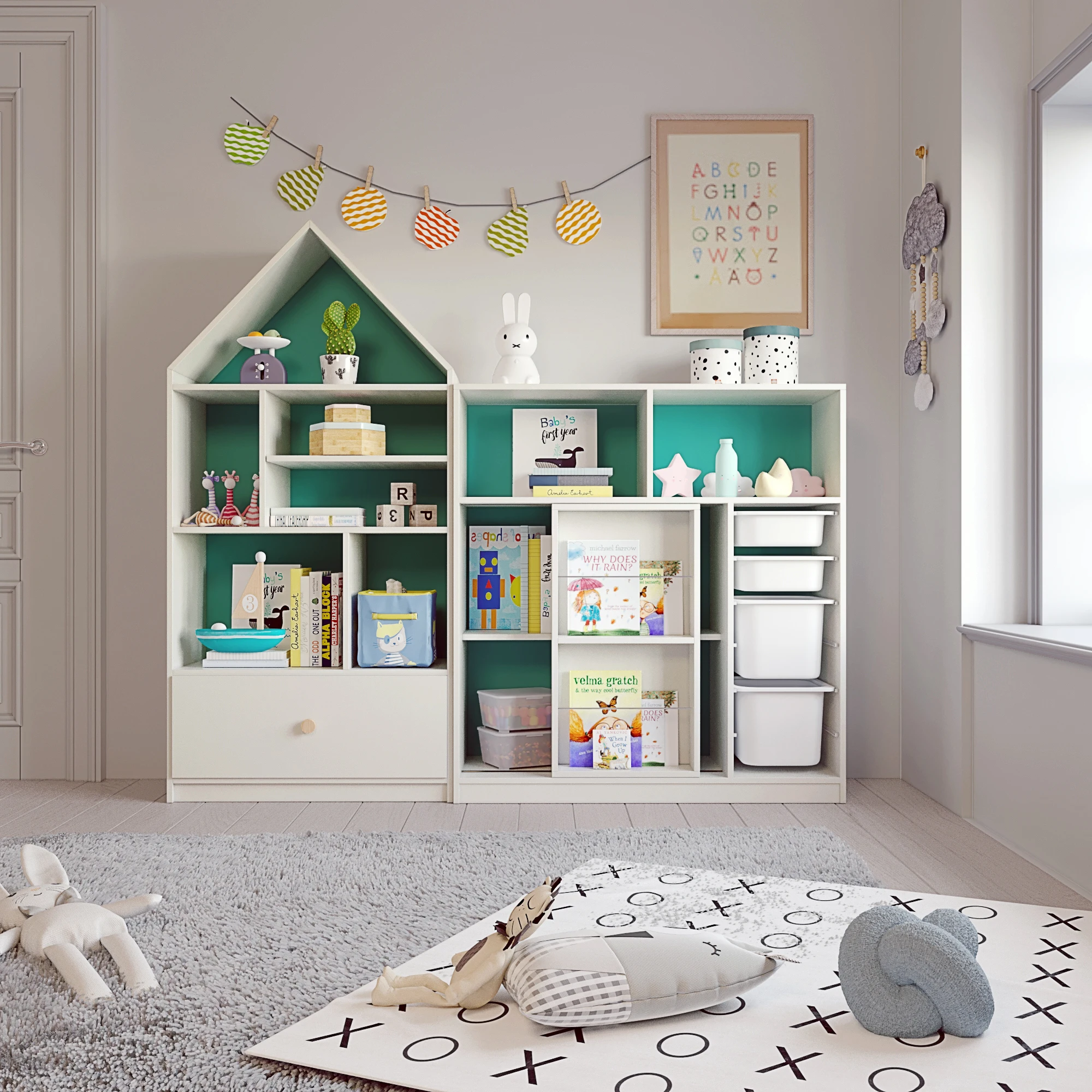 Solid wood bookshelf picture book shelf baby classification shelf kindergarten sorting cabinet toy storage 2