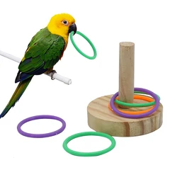 Bird Parrot Bite Chewing Toy Educational Toys Wooden Platform Plastic Ferrule Intellectual Training Pet Toys Parrot Toys
