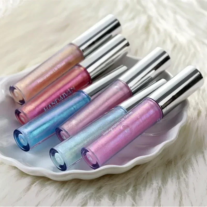 Glitter Liquid Glow Lip Gloss Laser Holographic Lipstick Mermaid Pigments Polarized Lipgloss Lip Plumper Make Up 6 Colors