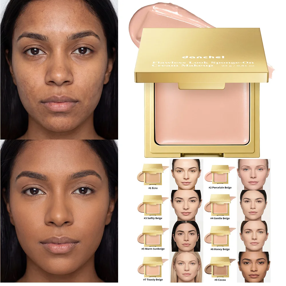 Flawless Finish Cream Foundation Sponge‑On Medium‑to‑Full Coverage Oil Control Breathable Long Lasting Concealer Makeup