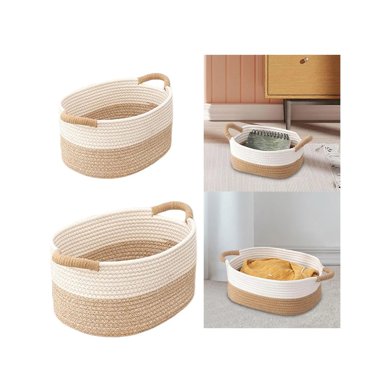 Rope Woven Baskets for Organizing Woven Rope Storage Basket Multifunctional Toy Basket for Desktop Nursery Office Bathroom Books