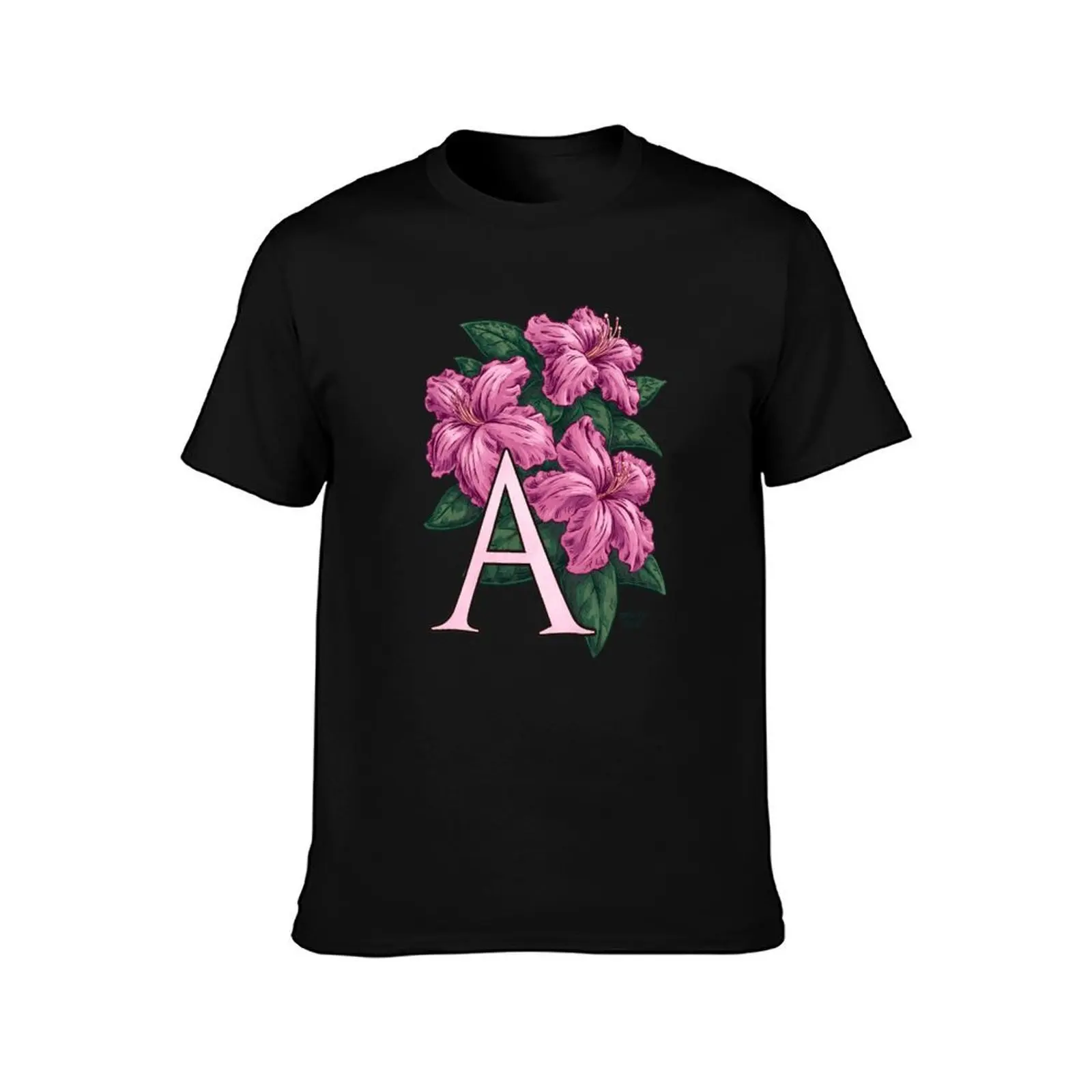 A is for Azalea Flower Monogram Floating T-Shirt Plus Size Street Style Tee T-Shirt