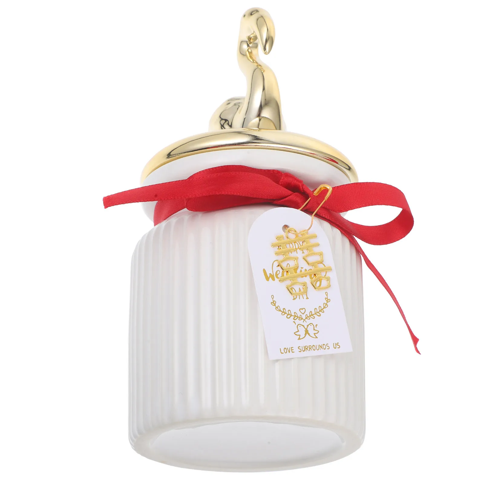 

Ceramic Storage Jar with Cartoon Design and Bowknot Lid Multi-Use Airtight Container for Tea Coffee Sugar Candy Kitchen