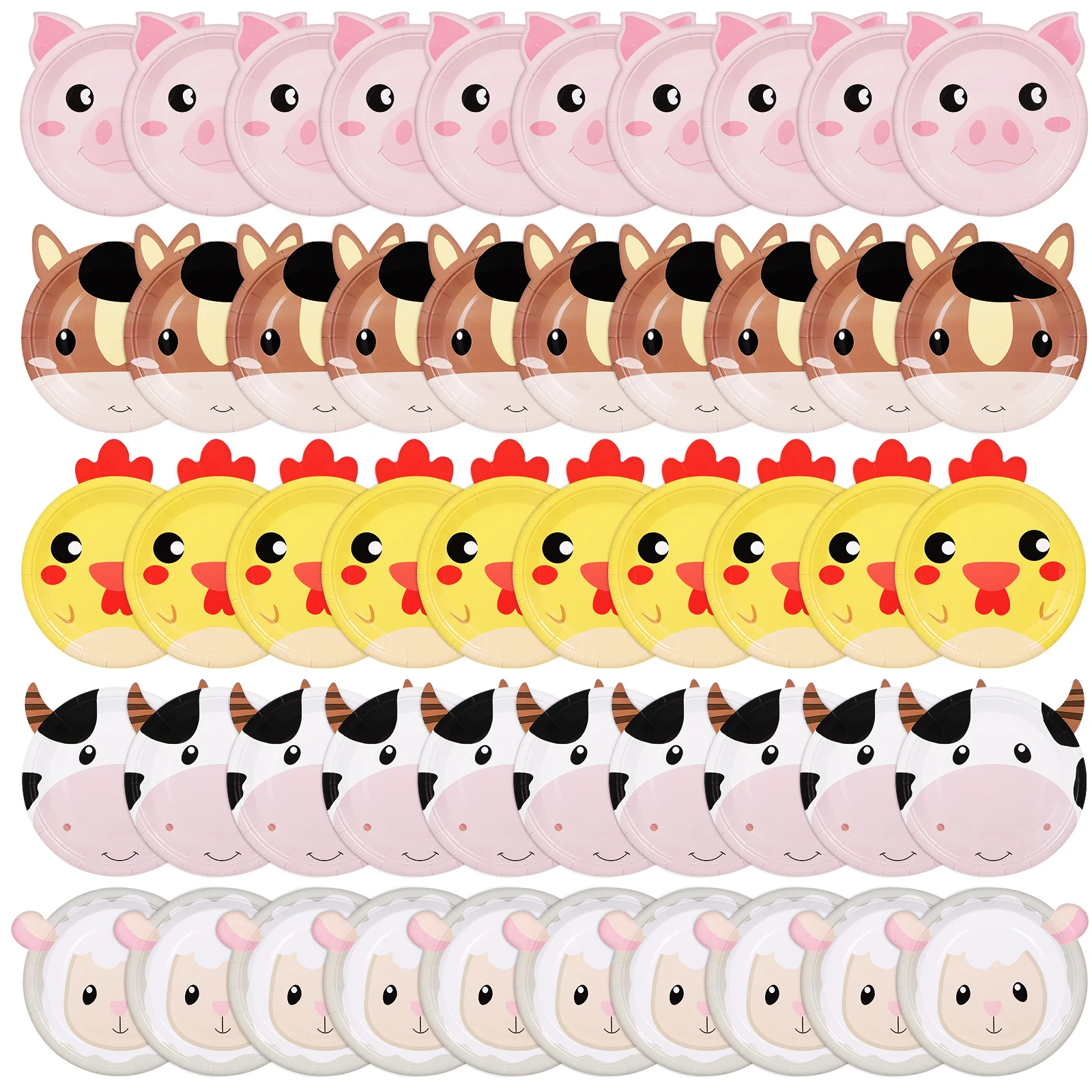 

100pcs Farm Animal Dessert Plates Forks Adorable Animal Print Paper Plates For Kids Birthday Party Supplies Farmhouse Themed