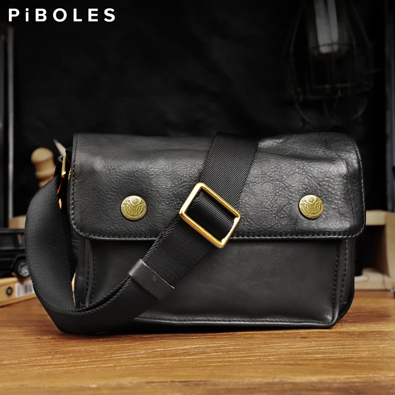 Genuine Leather Men\'s Chest Bag Outdoor Sport Crossbody Shoulder Bag For Male Portable Storage Messenger Bag For Travel