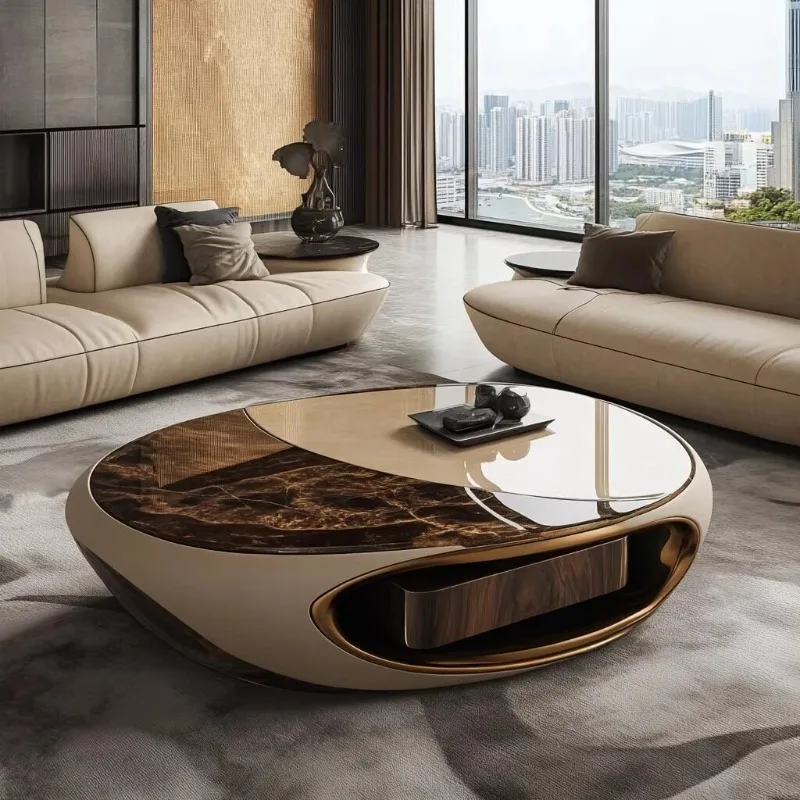 Oval Classic Living Room Coffee Tables Brown Storage Narrow Coffee Tables Modern Designer Mesa De Centro Sala Furniture Home