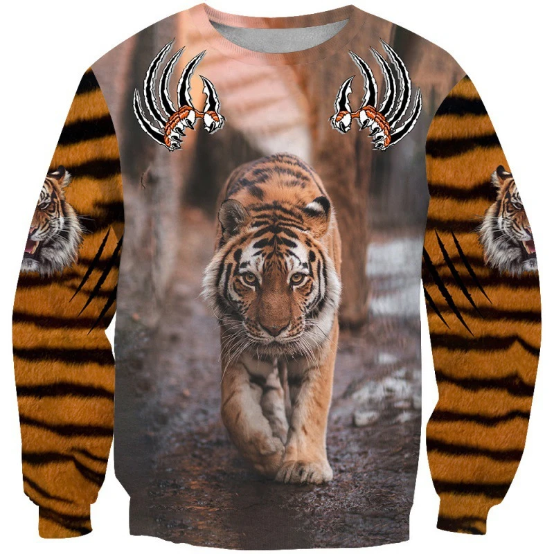 

Fashion 3D Animals Printed Sweatshirts For Men Spring Autumn Long Sleeve Trend Casual Round Neck Hoodies Loose Streetwear Tops