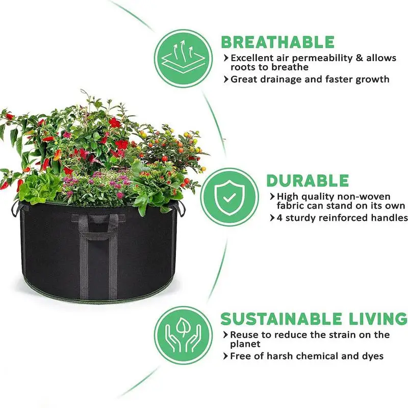 

Plant Grow Bag With Handle Greenhouse Fabric Garden Planting Nursery Pot For Gardening Farm Planting bags