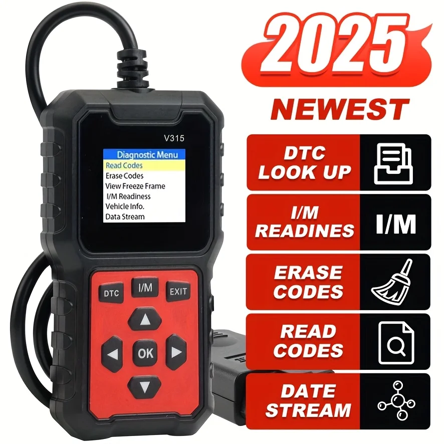 الماسح الضوئي لتشخيص السيارة [V315] - قارئ رمز الأخطاء لمدة 10 ثوانٍ، مناسب لـ 99% من المركبات (متوافق مع Obd2/Eobd)، مناسب لميكانيكا اليدوية والمهنية.