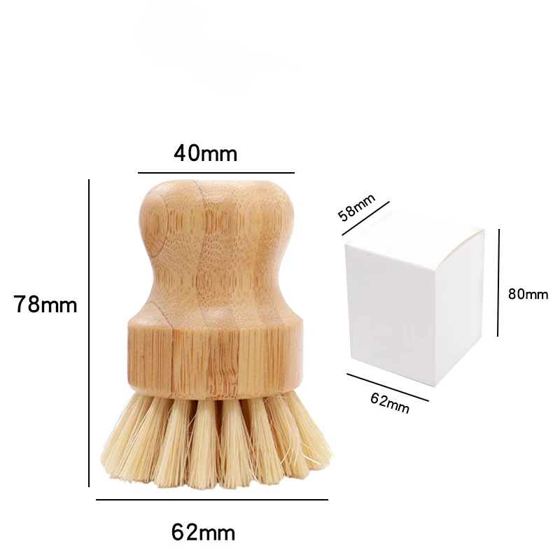 Bamboo Dish Scrub Brush Soap Dish Kitchen Wooden Dish Scrubber Cleaning Brush for Washing Dish Cast Iron Pan Pot