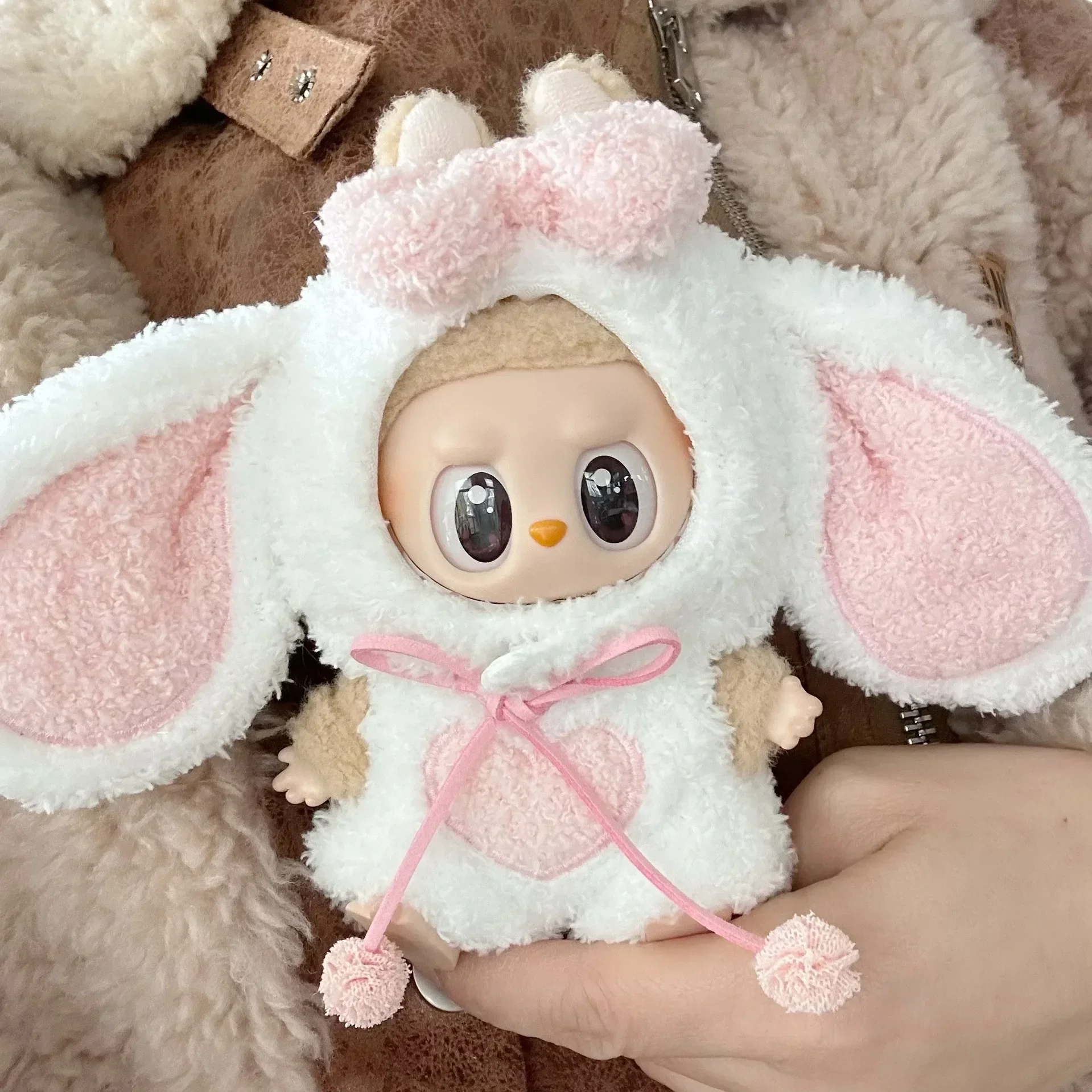 Vêtements de course en peluche Kpop Labubu Idol, tenue de fête assise, ensemble de chapeau onesie, accessoires coréens, vêtements de mini course, V1 V2, automne, 17cm