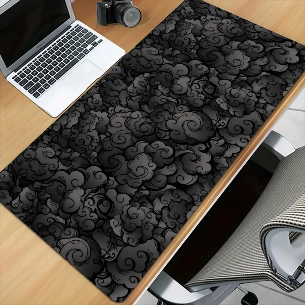 

Black and gray auspicious clouds Mouse Pad Desk Mat Stitched Edge xxl mousepads Rubber Anti-slip gamer Keyboard Rug gaming mats