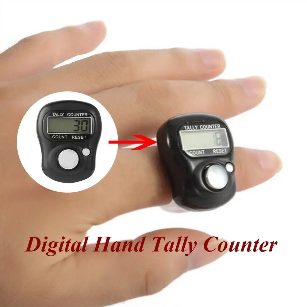 Random Color Finger Counter Ring 5 Digital LED Electronic Handheld Tally Counter Clicker Counter with Islamic Tasbih Bead