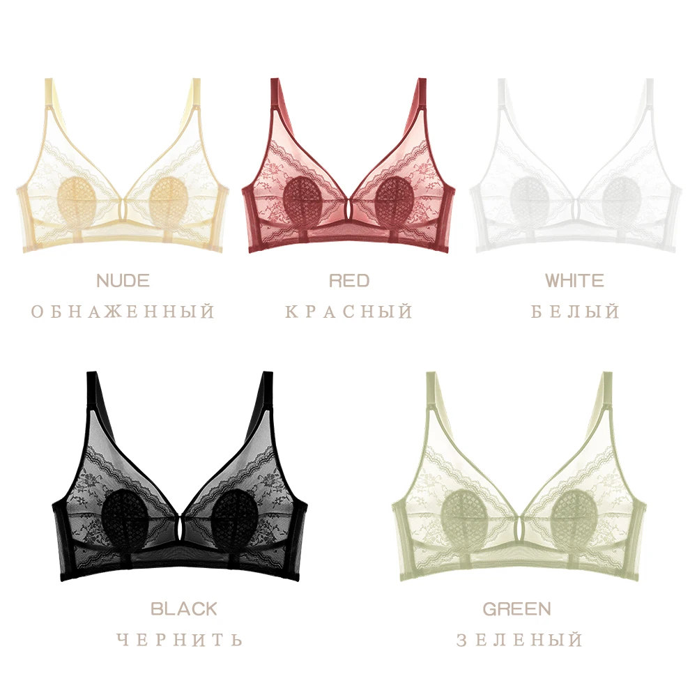 Minimizer Sexy Lace Bralette Ultra Thin Brassiere Bras for Women Girl Plus Size 36 38 40 Push Up ABC Top BH Transparent