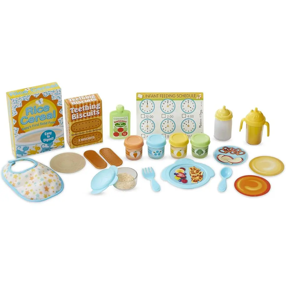 

Mine to Love Mealtime Play Set or Dolls with Bottle, Pretend Baby ood Jars, Snack Pouch, More (24 pcs)
