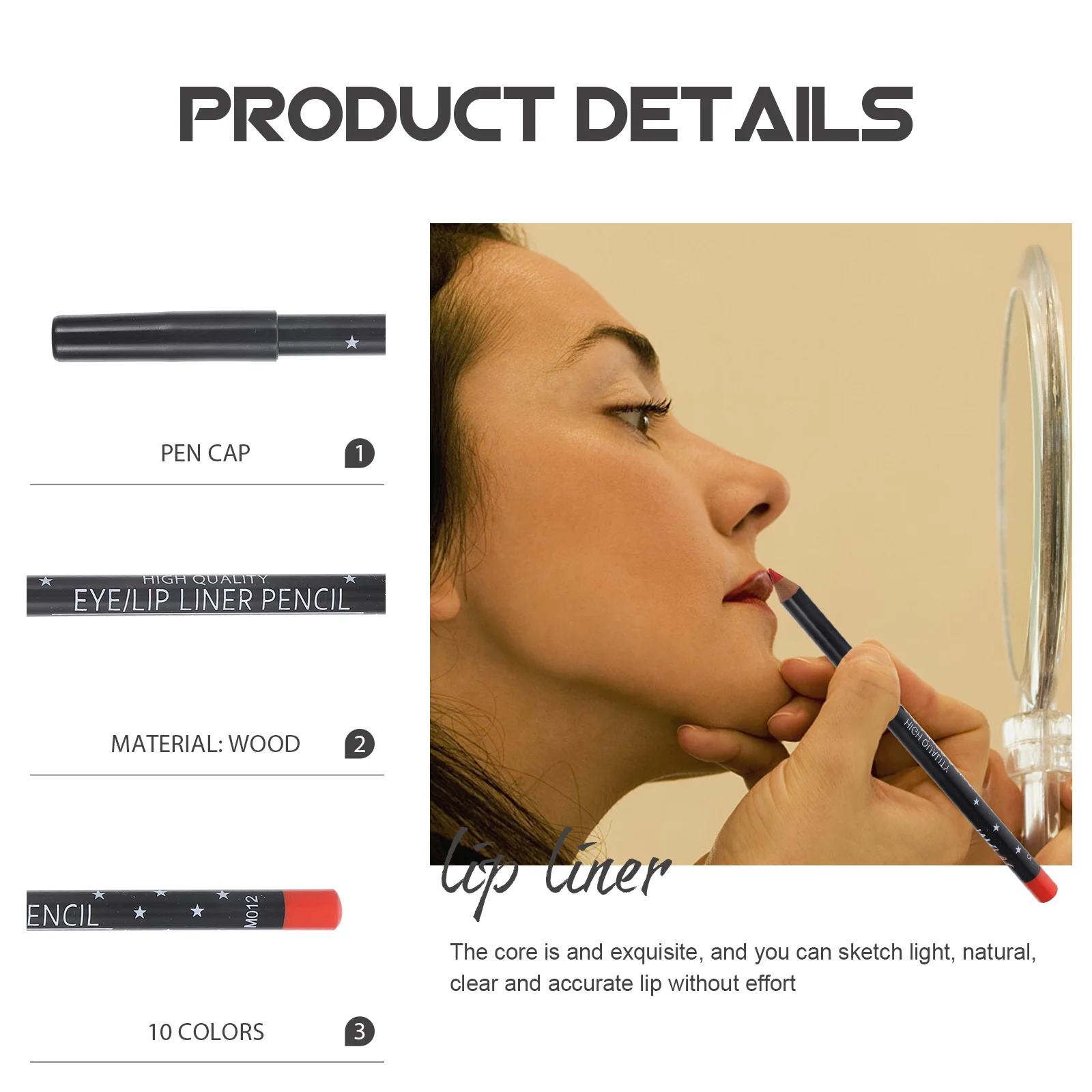 12Pcs Waterproof Lip Liner with Smudge-Proof Sweat-Resistant Lip Pencil for Natural Clear Lines and Plump Effect