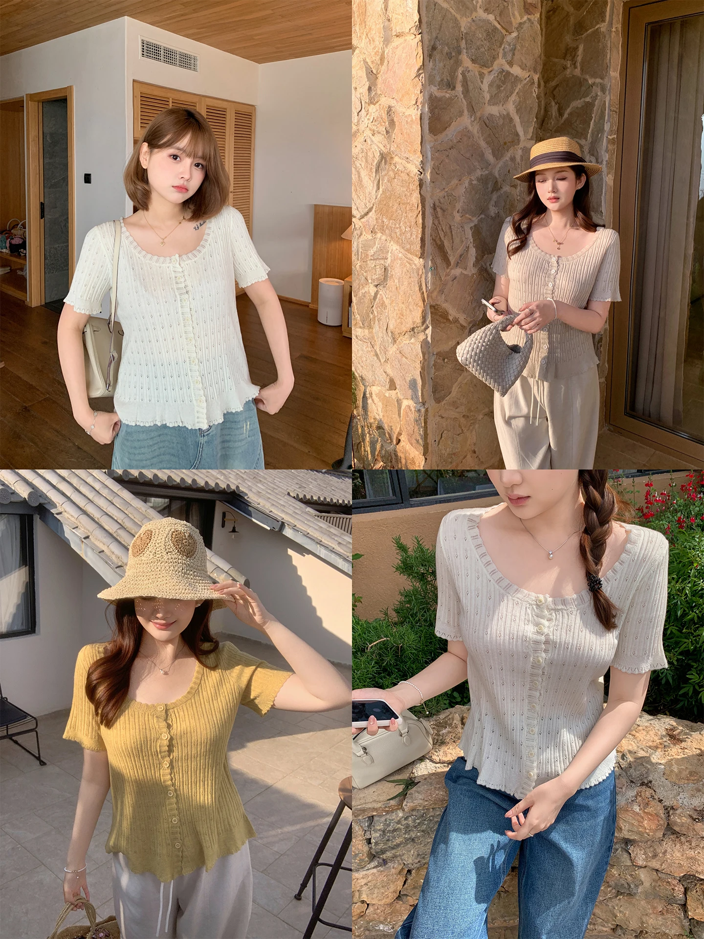 

plus Size Women's Wool Knitted Hollow out Summer Top Loose Fit Casual Style round Neck Short Sleeve Big And Tall Clothing