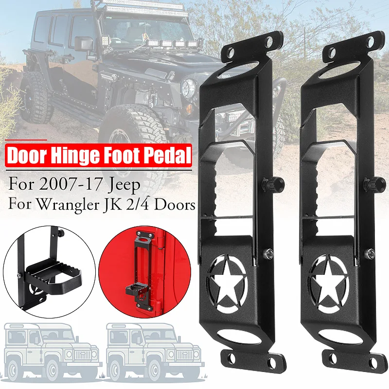 

1 /2Pcs For Jeep Wrangler JK 2007-2017 2/ 4 Doors Foldable Door Hinge Foot Pedal Metal Non Slip Step Climbing Car Accessories