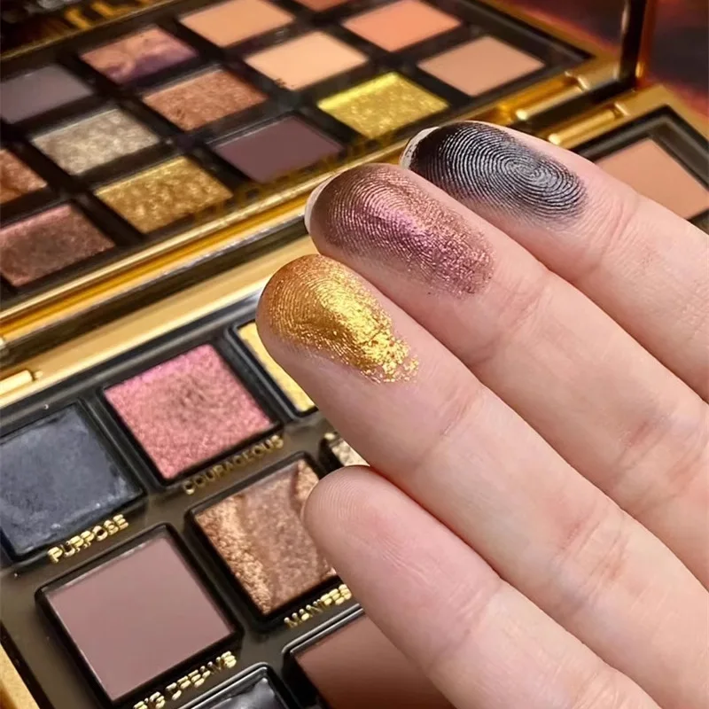 18 Color Golden Eye Shadow Palette Pearl Rose Gold black punk style Pearlescent Flow Glitter Matte Eyeshadow Palette Makeup view 3