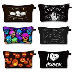 Spirit Board Ouija Ghost Cosmetic Case Pumpkin Skull Witch Vampire Makeup Storage Pouch Black Cat Candy Bags regalo di Halloween