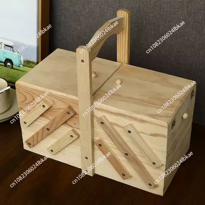 

Wooden Sewing Box Jewelry Storage Box Cosmetics Case Organizer For Home