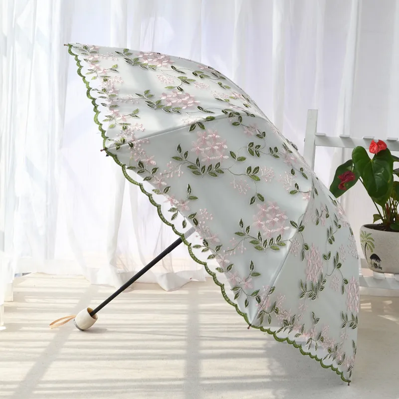 

Double Layer Lace Women's Umbrella Luxury Embroidery UV Sun Protection Parasol Umbrella Cute Princess Sunny Umbrellas for Girls