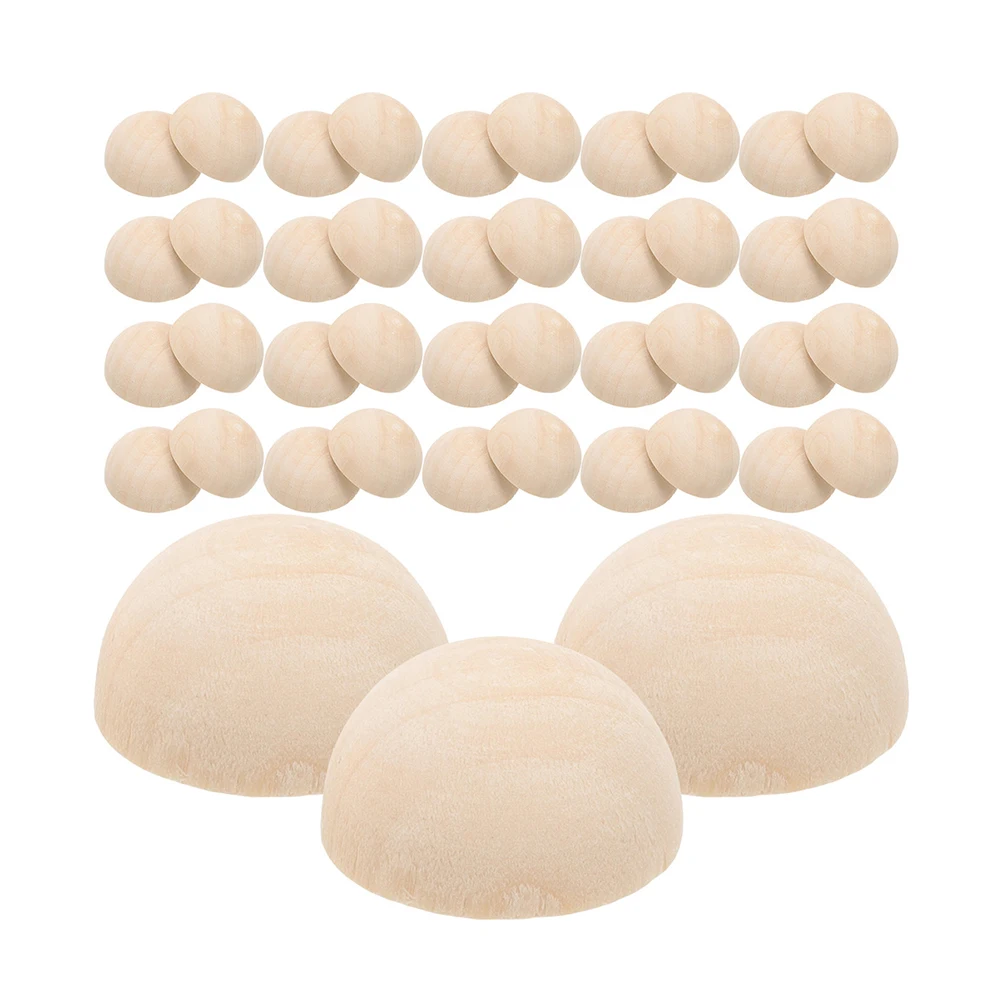 

100pcs Walnut Crafts Half Wooden Balls Natural Wood Beads for DIY Jewelry Home Decor Craft Projects Loose Charms Spacer Bead