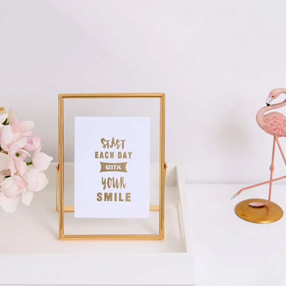 For Memories Gold Gold Metal Frame Wedding Decor Rectangular Design Glass With Erasable Film Protective Backing