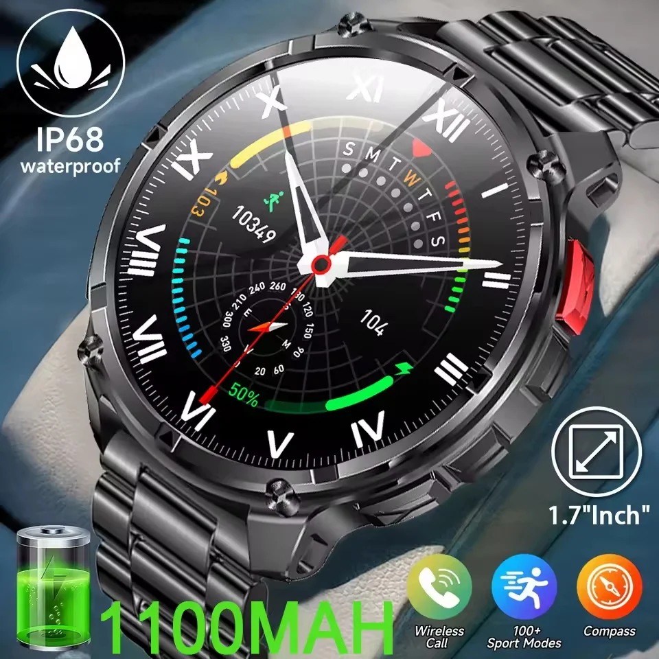 

НОВЫЕ умные часы для фитнеса и бега с GPS, отслеживанием траектории движения, компасом, водонепроницаемостью IP68, HD-звонками и функцией плавания, аккумулятор 1100 мАч