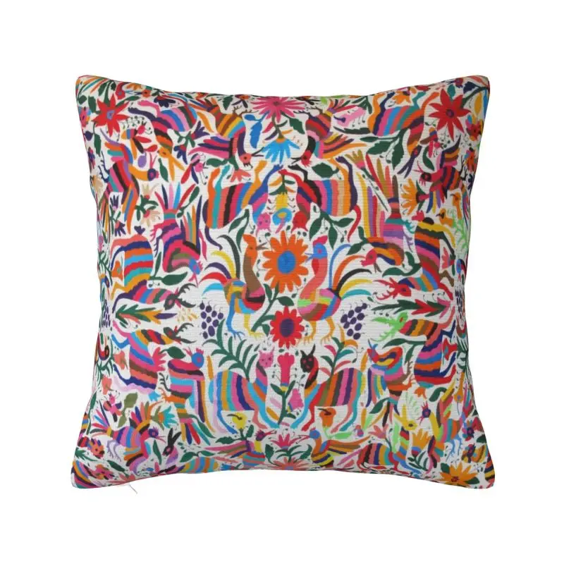 

Mexican Otomi Fabric Mexico Art Throw Pillow Case Decor Home Flowers Mexico Nordic Cushion Cover Soft Pillowcase